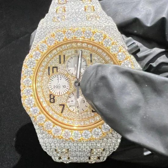 Top Brand Custom Design Men Woman Luxury Hand Set Iced out Diamond Moissanite Watch