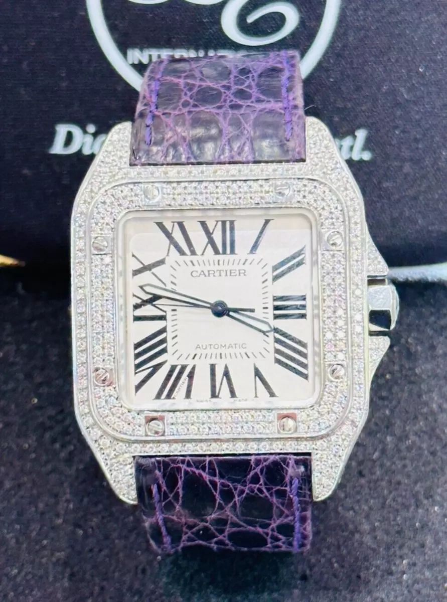 Cartier Santos de 100 Midsize 2656 CUSTOM DIAMOND SET Watch