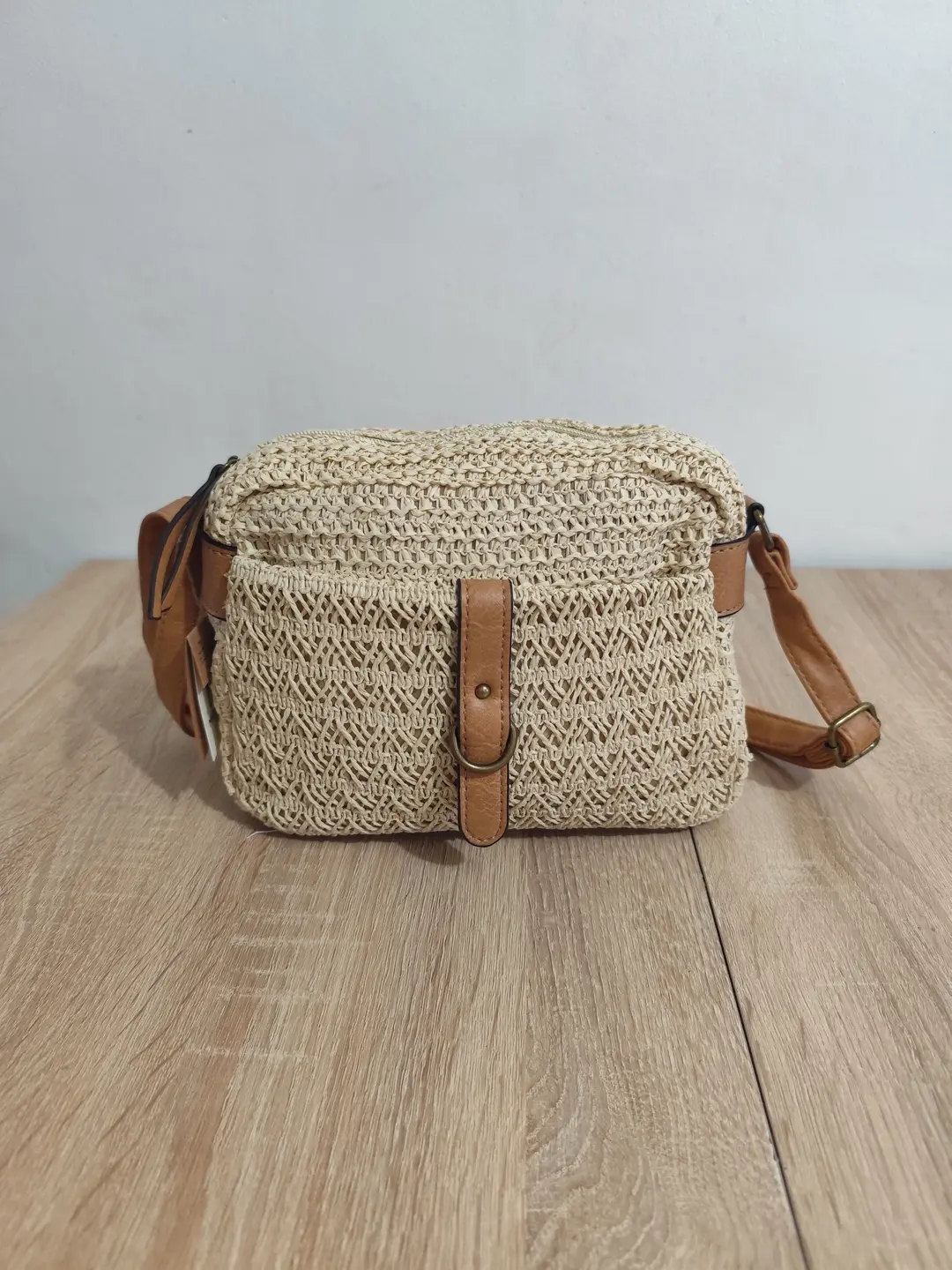 Sac à main bandoulière en paille 