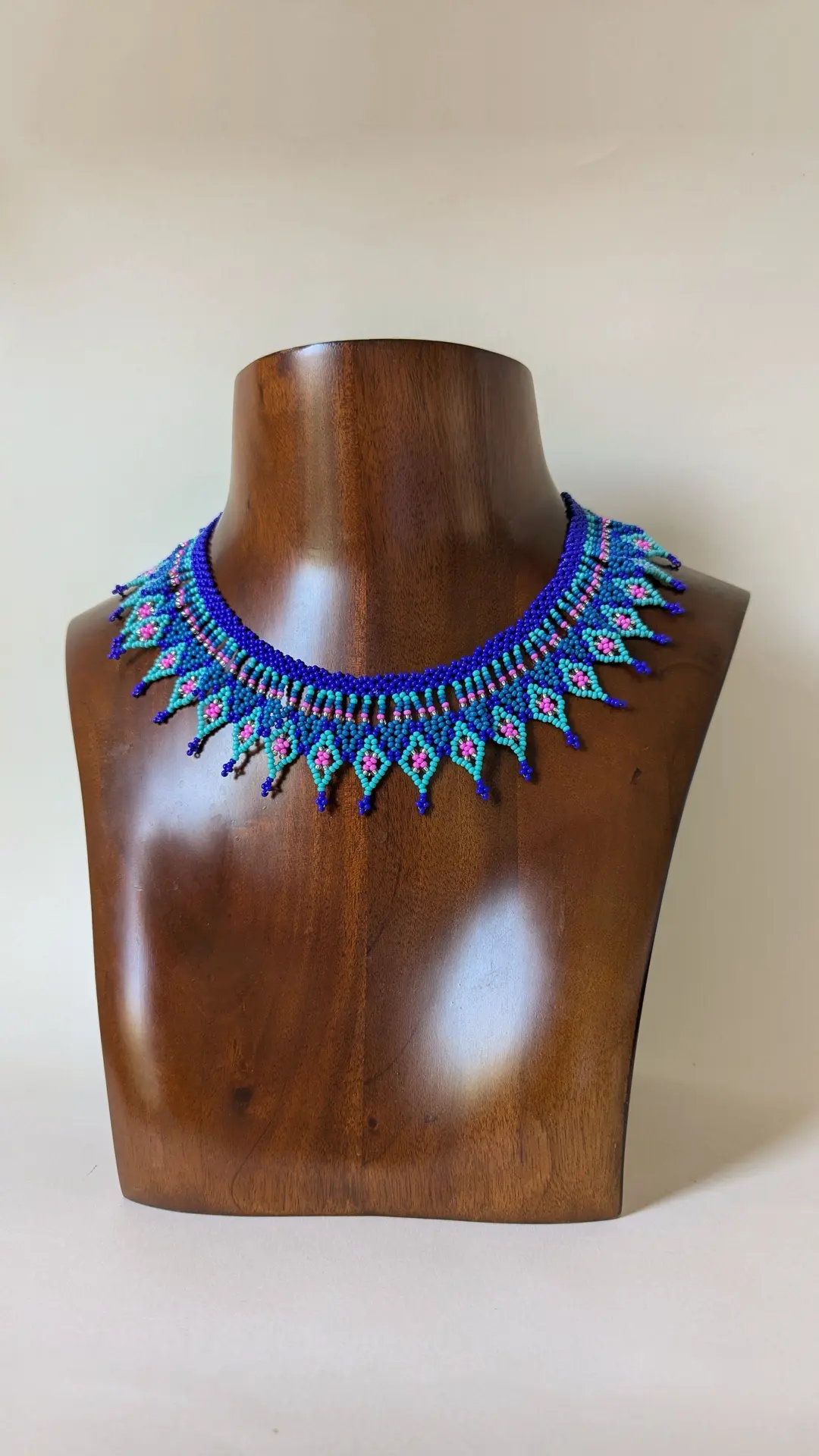 Collier Fait main en perles de rocaille /  Bleu / Rose / bijoux femme 
