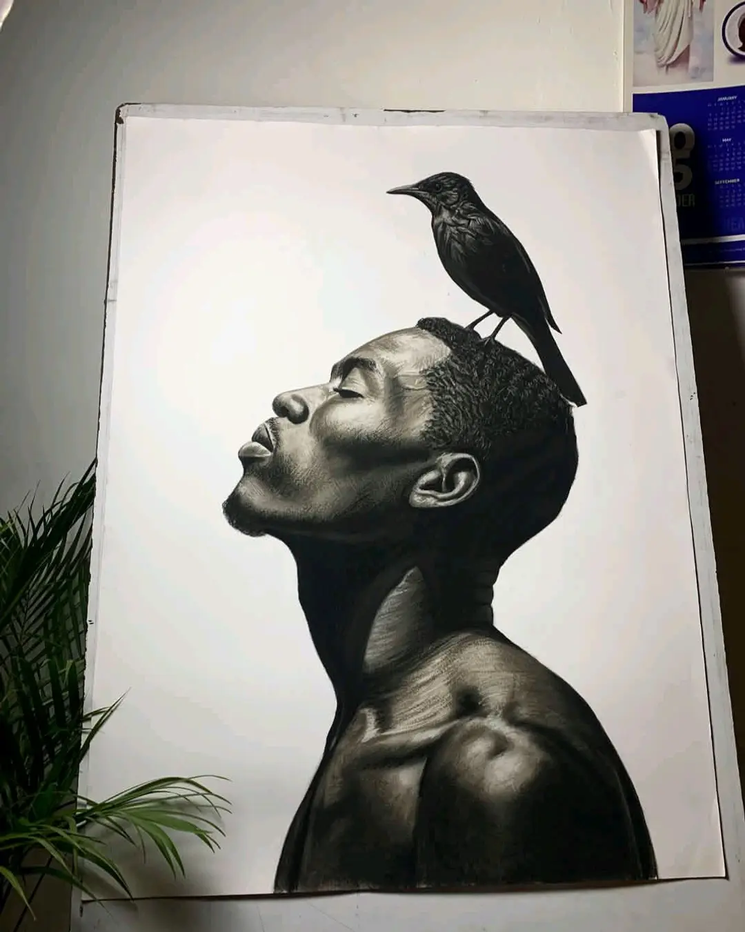 Graphite and charcoal on paper