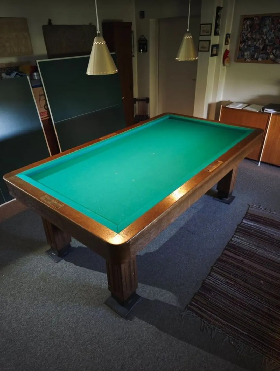 Ancienne table de billard vers 1930 : carambole + accessoires