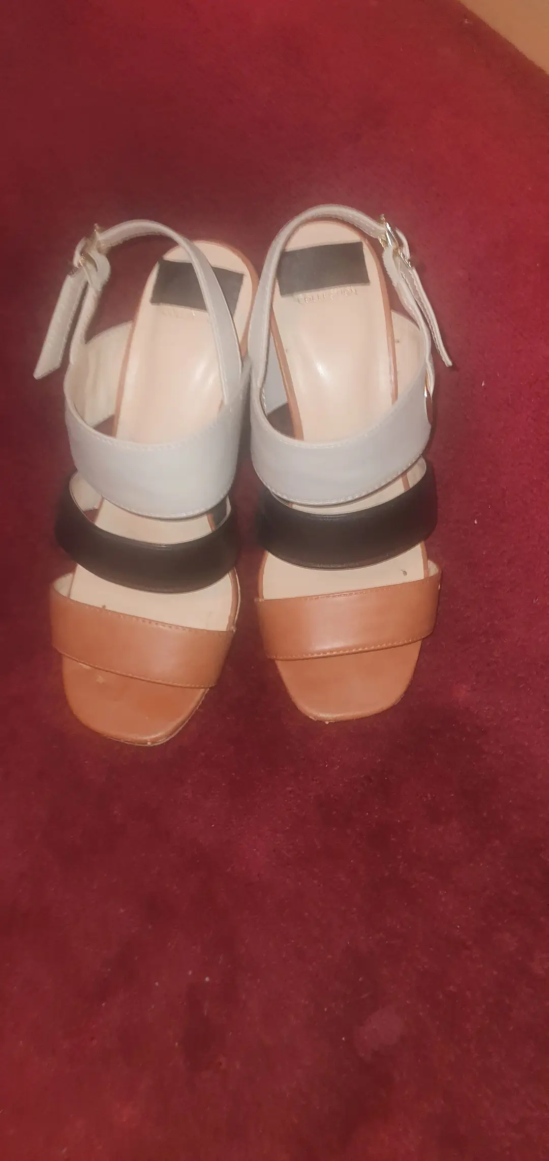 Faux leather buckle block sandles size 3