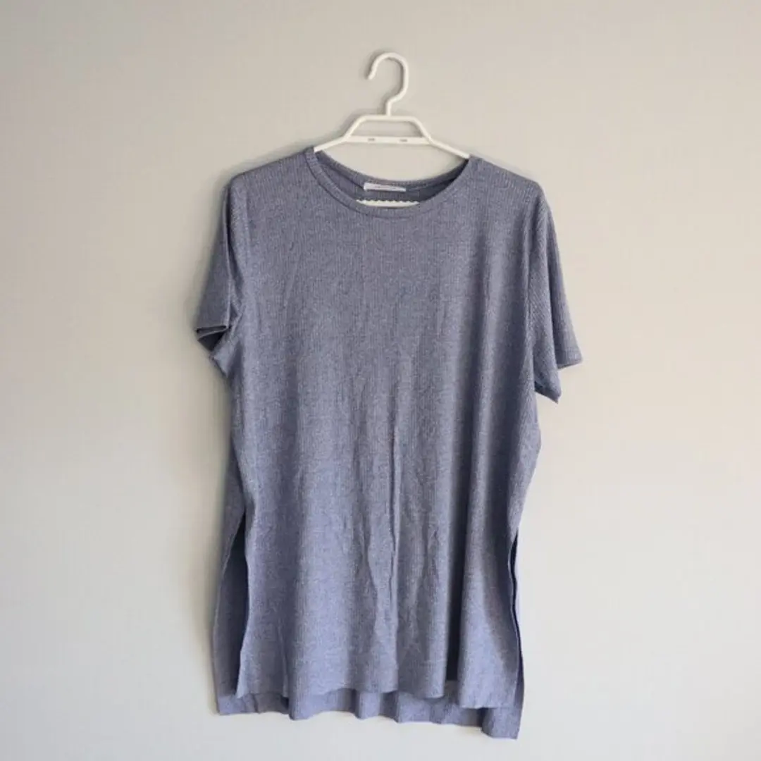 Antistar Women's Sz XL Blue Ribbed Stretch Lightweight Short Sleeve T-Shirt