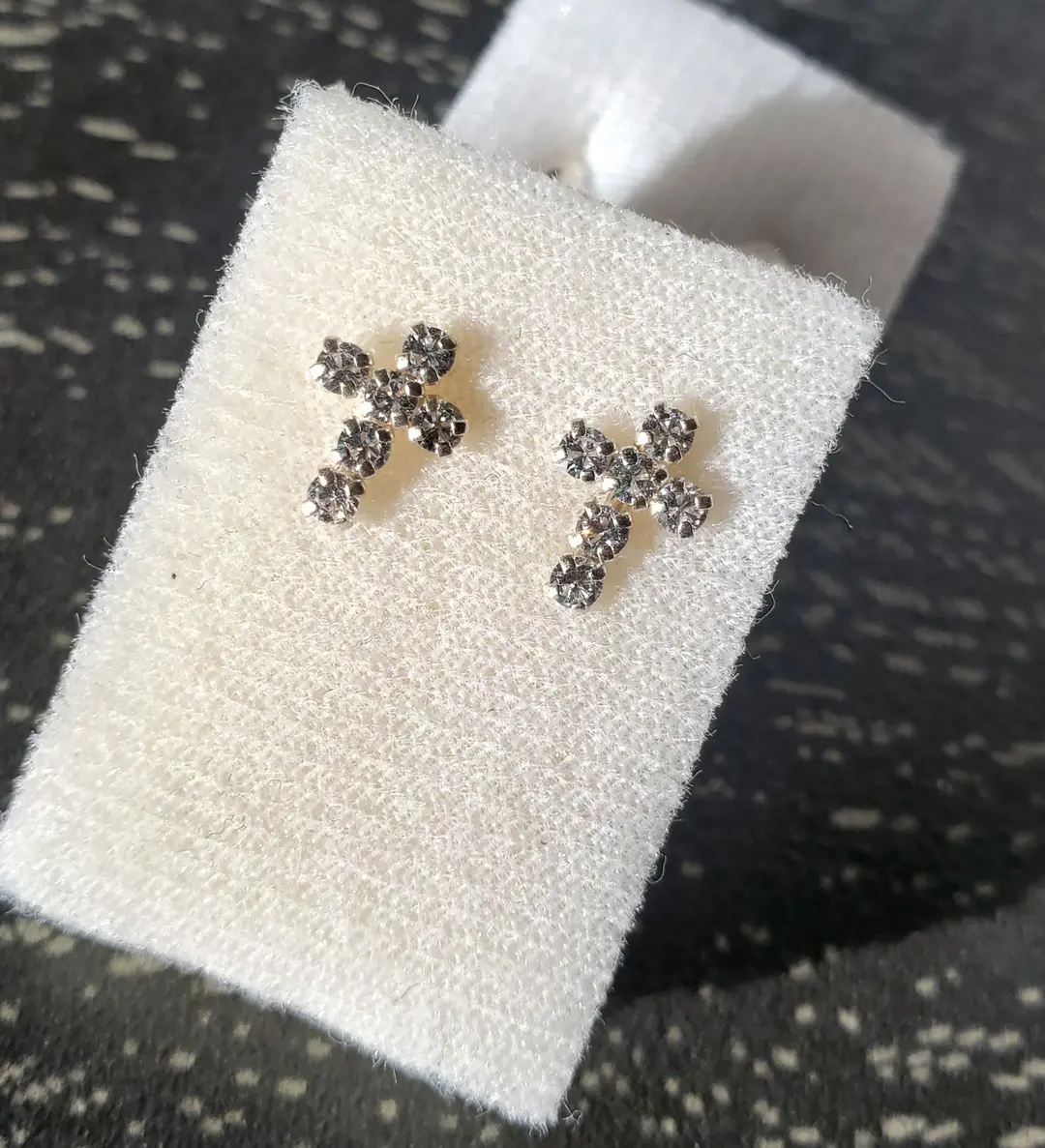 Sterling Silver Cross Earrings with Gemstones