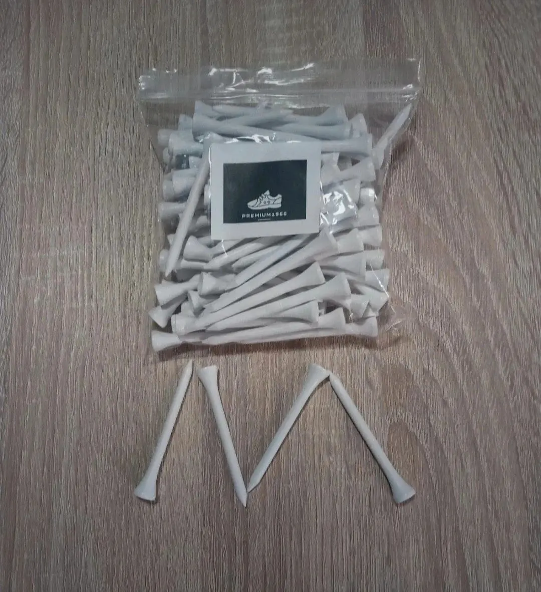 100 pack of 70mm white wooden tees