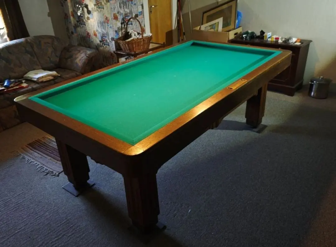 Antique Billiard Table circa 1930: Carom + Accessories