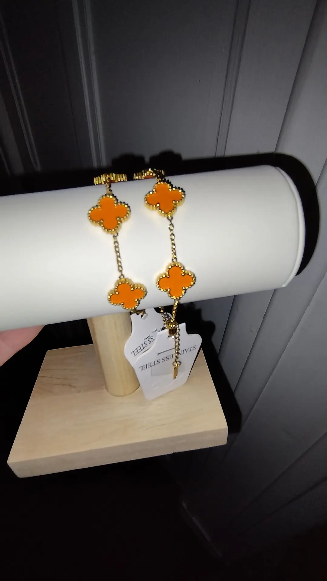 Bracelet trèfle orange 