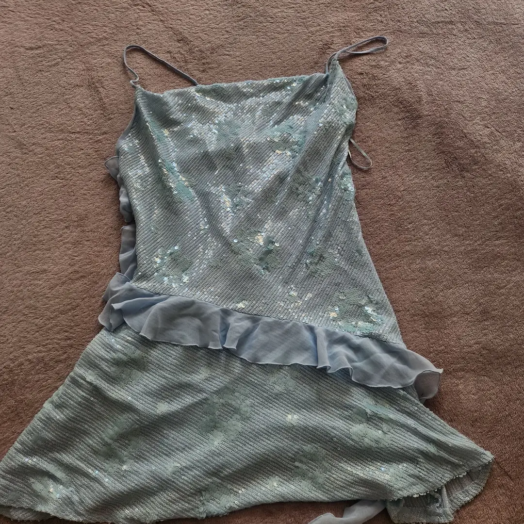 evening dress, sky blue sequins