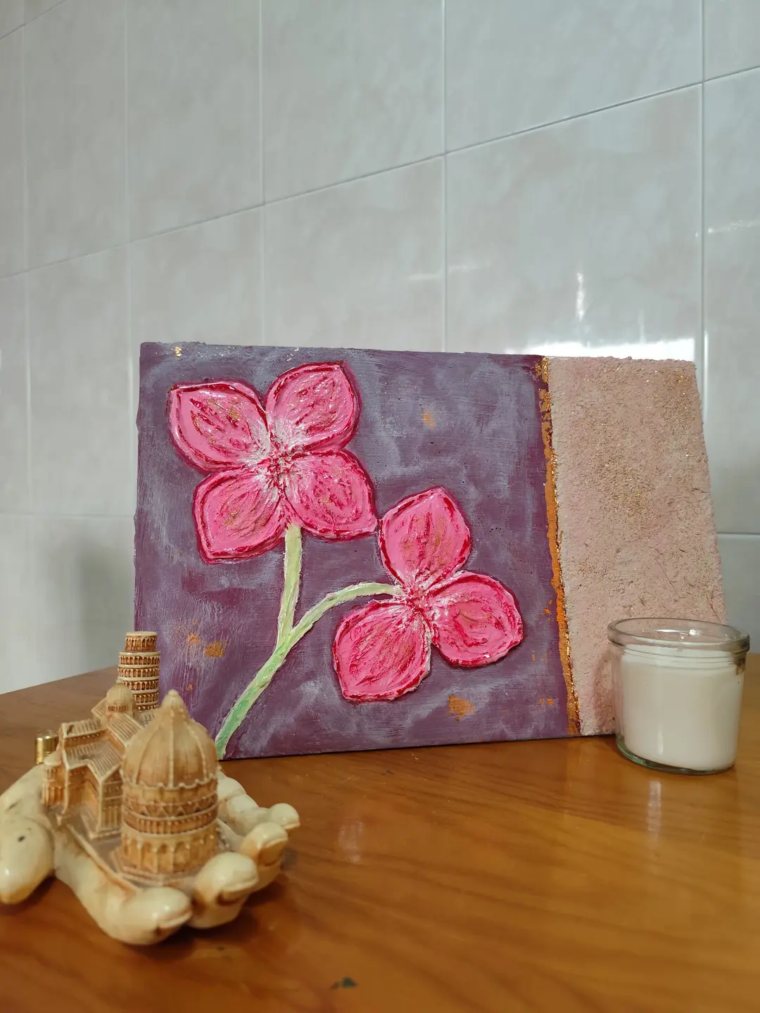 🌸 Cuadro en relieve “Flores Rosas” 🌸