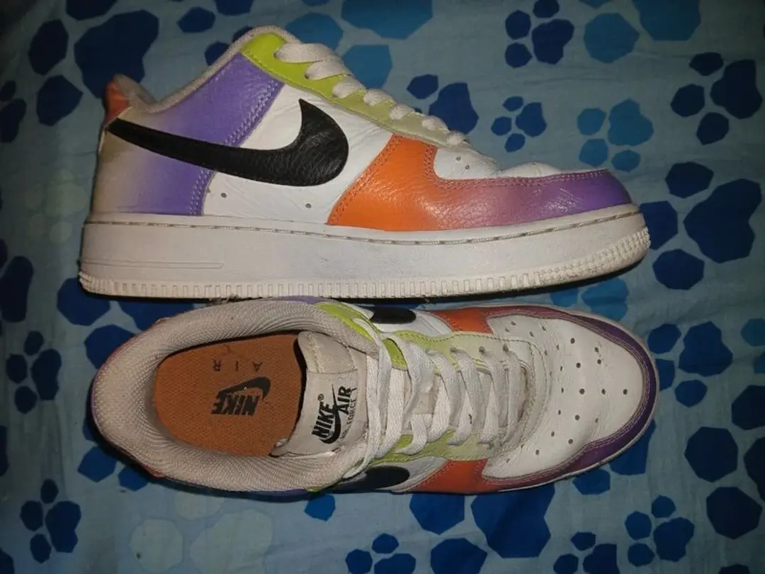 👟Nike Air Force 1 custom (violet, orange, vert, blanc)