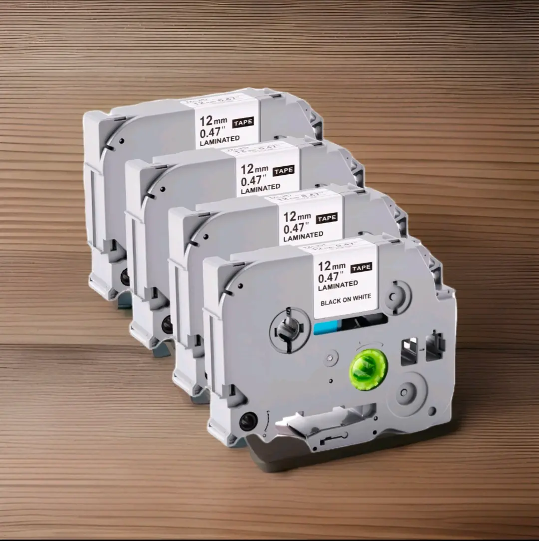 X4 Label Maker Tape 12mm Black on White To Use With Brother PT Label Maker