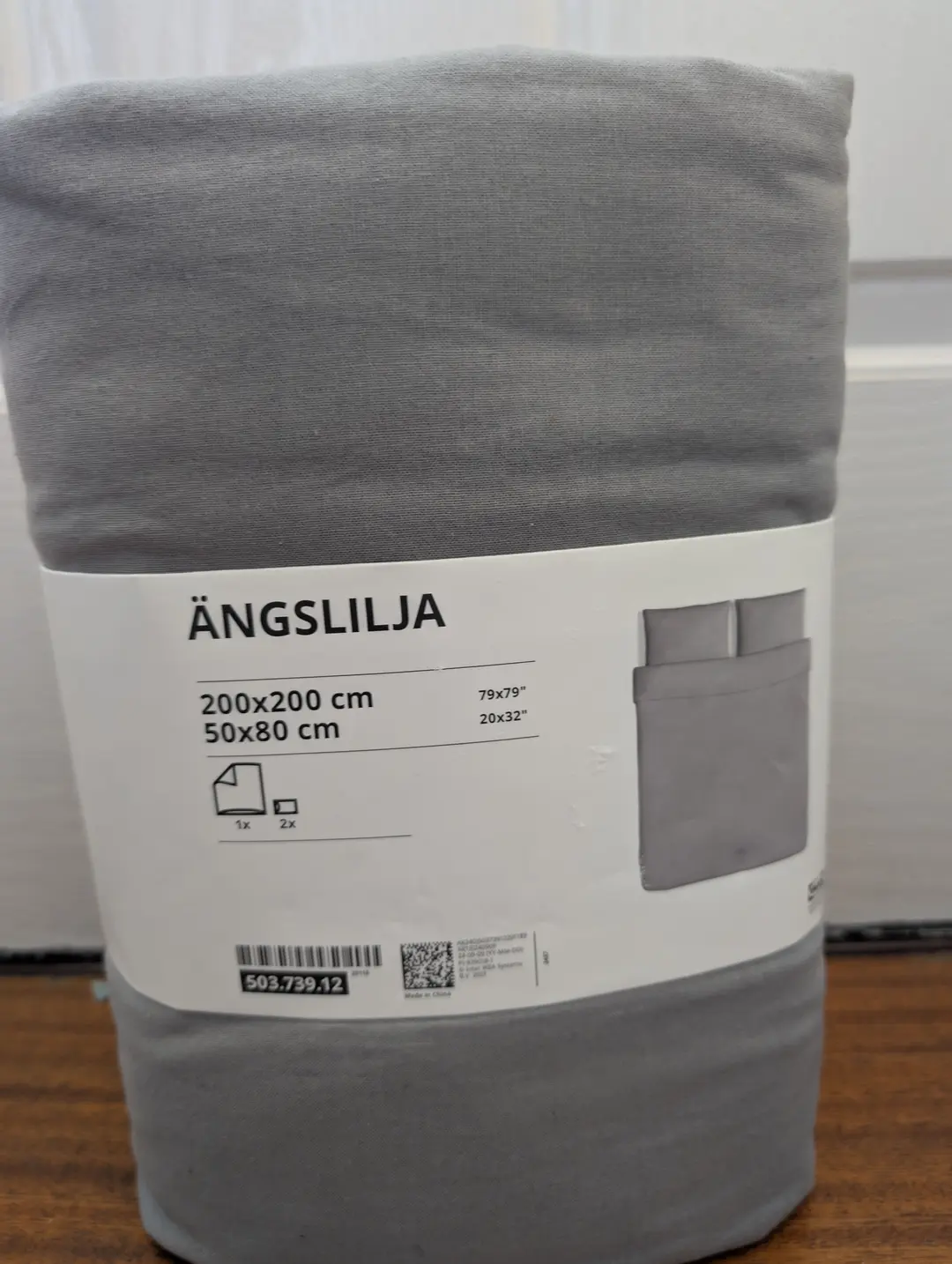 Ikea Grey Double Duvet Cover & 2 Pilowcases