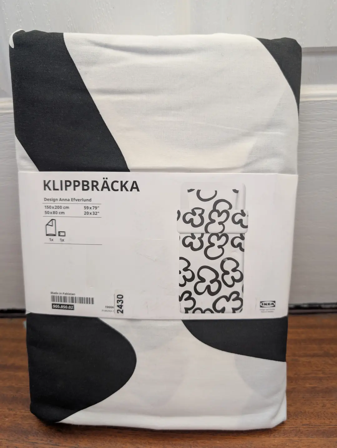 Ikea Single Duvet Cover & Pillowcases Black & White