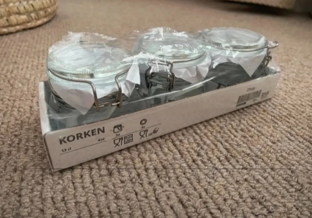 Ikea checked patterned Clear Storage Jars with lid lock