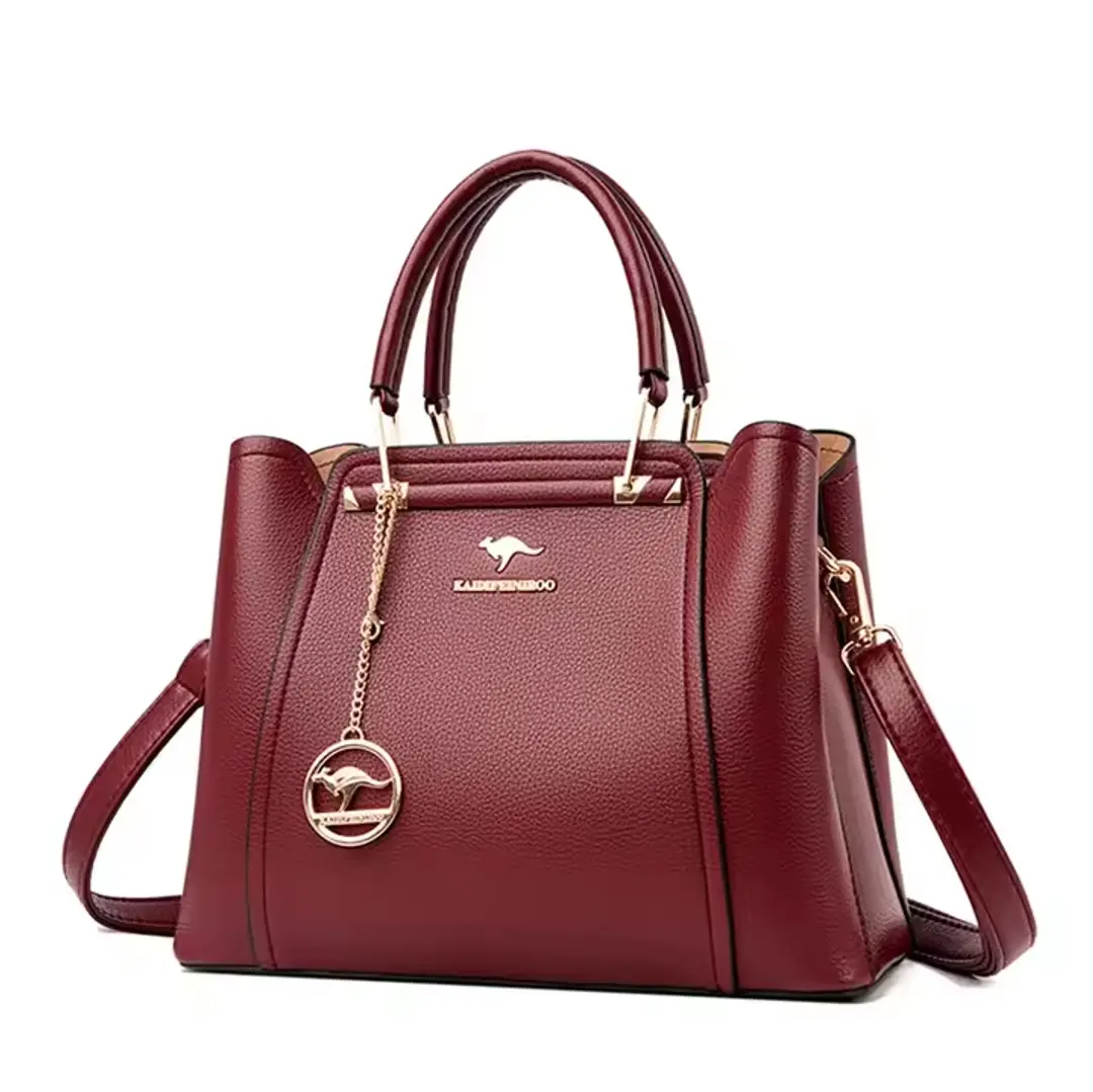 Luxury Leather Handbags for Women's Wine red