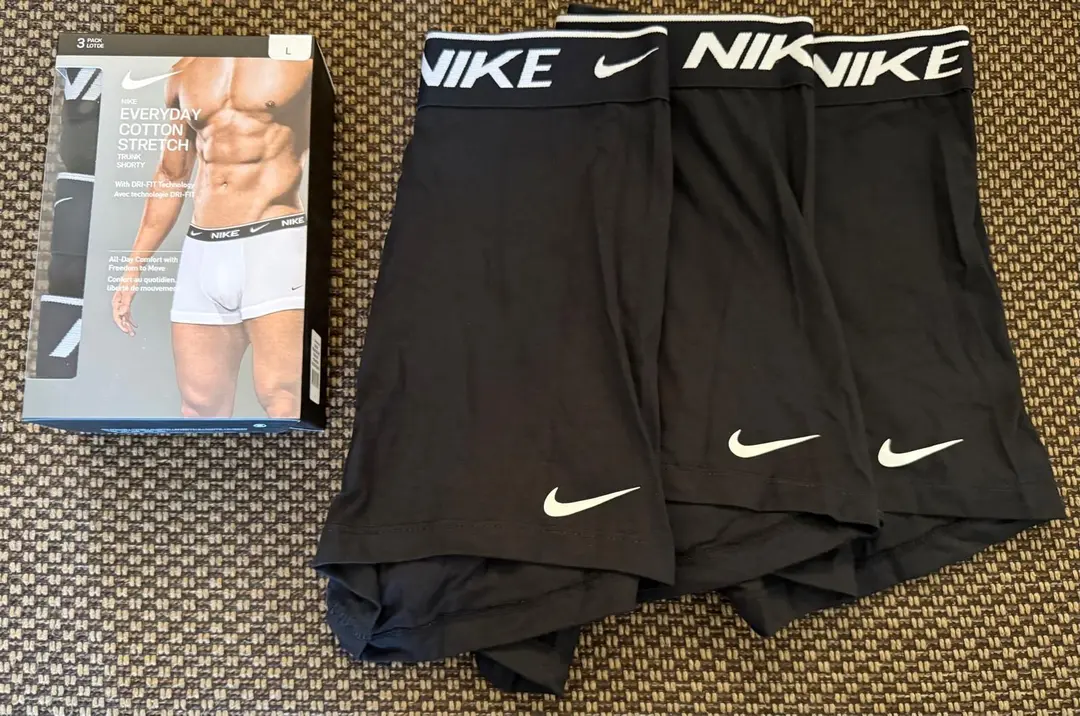 Nike Men's Boxer Shorts Underwear 3 Pack, Black, Size Large 