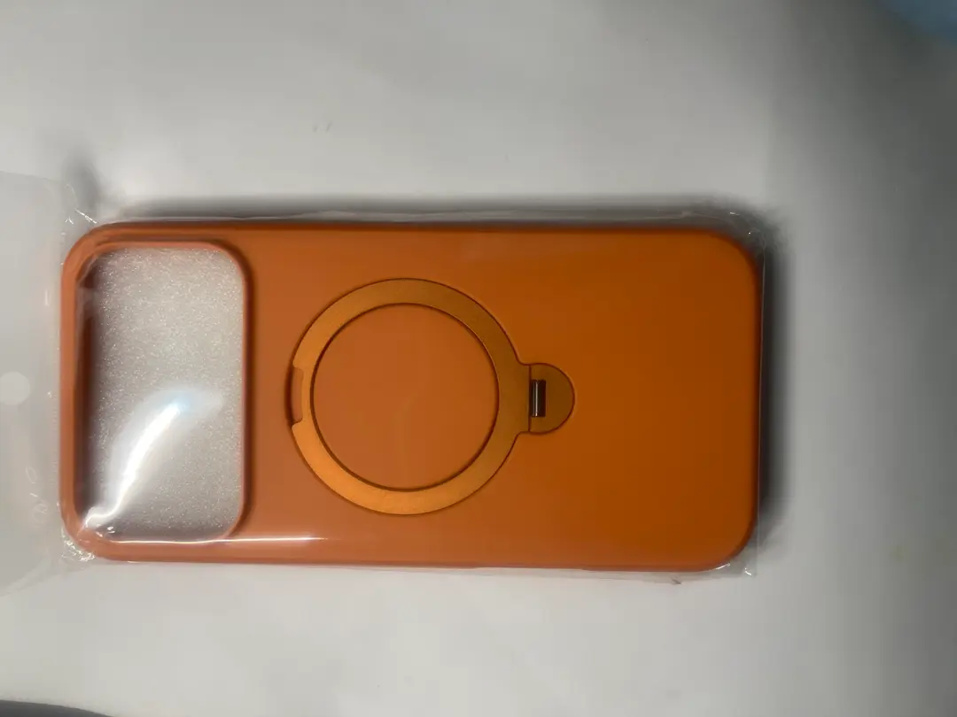 For iPhone 17 Pro Max Contrast Color Rotating Ring Holder MagSafe Magnetic Phone Case (Orange)