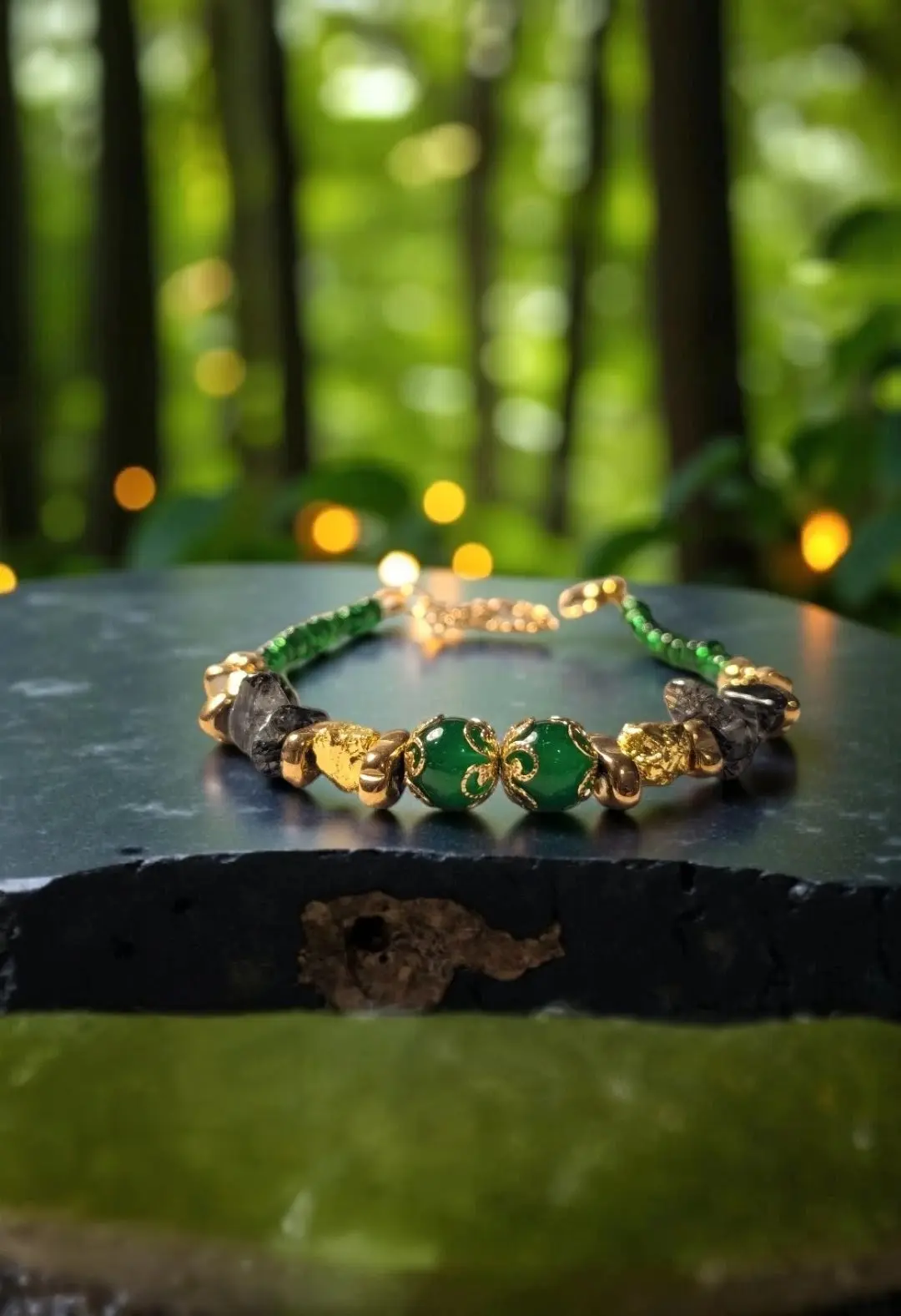 Bracelet vert et doré 